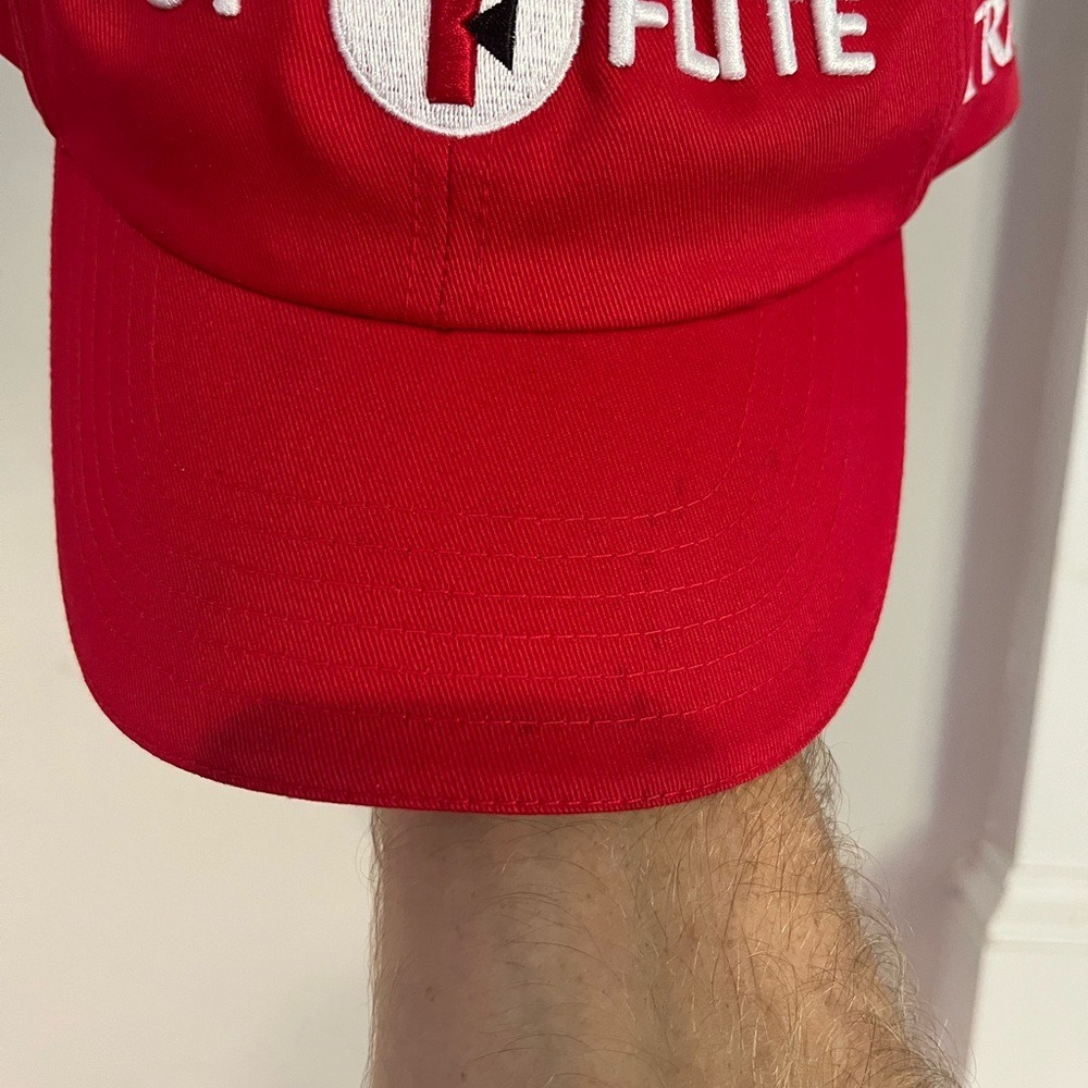 Top Flite Strata Golf Hat Cap Red Embroidered Spellout Adjustable Strapback Men‎ - Picture 3 of 7